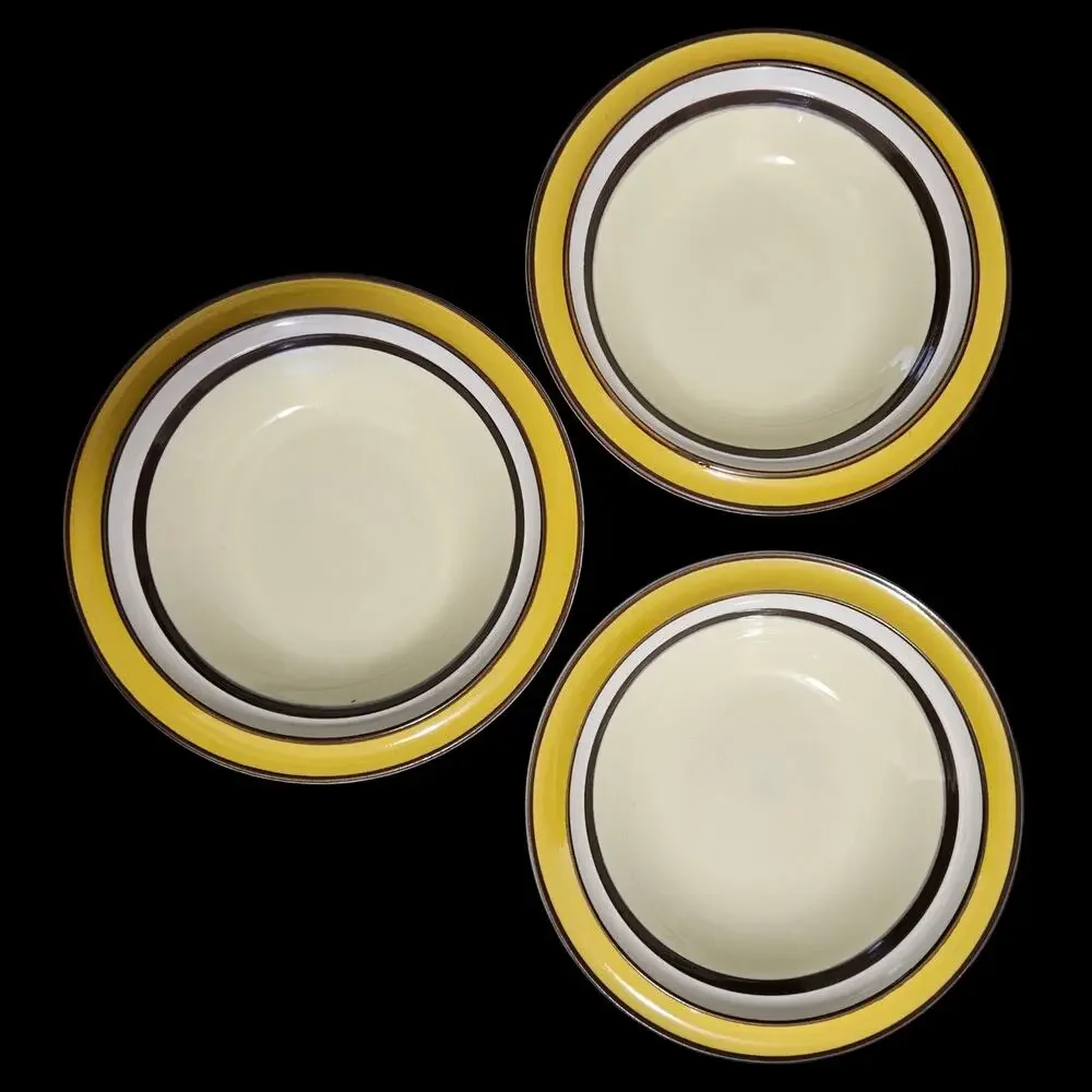 Spectrum Stoneware 760 Cognac Soup Bowls Set of 3 Vintage Japan Dinnerware